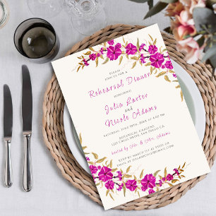 Invitation Dîner de répétition de jardin de fleurs de vigne à