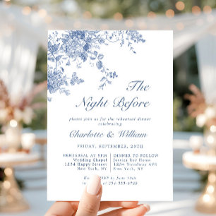 Invitation Dîner de répétition de jardin victorien bleu franç