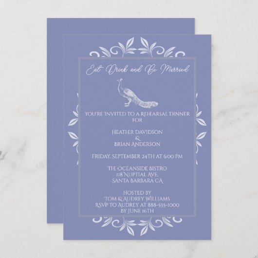 Invitation Dîner de répétition de la boucle Peacock (Devant / Derrière)