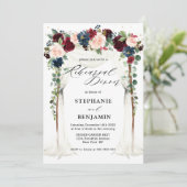 Invitation Dîner de répétition de la Burgundy Blush Navy Flor (Debout devant)