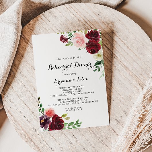 Invitation Dîner de répétition de la calligraphie du printemp