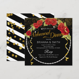 Invitation Dîner de répétition de la couronne de roses rouges