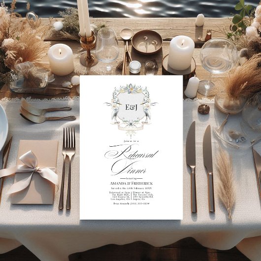 Invitation Dîner de répétition de la crête de Lakeside Monogr