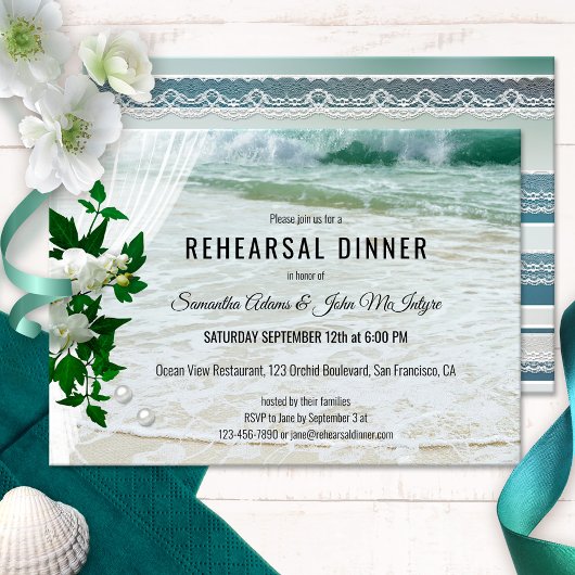 Invitation Dîner de répétition de la dentelle de la plage Orc