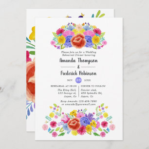 Invitation Dîner de répétition de la fiesta florale d'aquarel