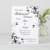Invitation Dîner de répétition de la florale noire blanche In (Debout devant)