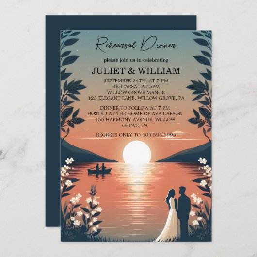 Invitation Dîner de répétition de la forêt de Lakeside (Devant / Derrière)