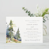 Invitation Dîner de répétition de la forêt de pins d'aquarell (Debout devant)