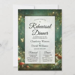 Invitation Dîner de répétition de la Forêt Enchantée Vert Éme