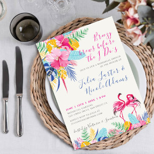 Invitation Dîner de répétition de la forêt tropicale rose Nav
