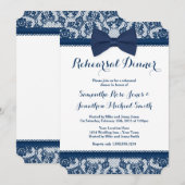Invitation Dîner de répétition de la Marine Blue & White Lace (Devant / Derrière)
