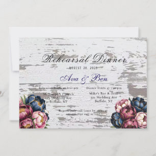 Invitation Dîner de répétition de la Marine de Bourgogne rose