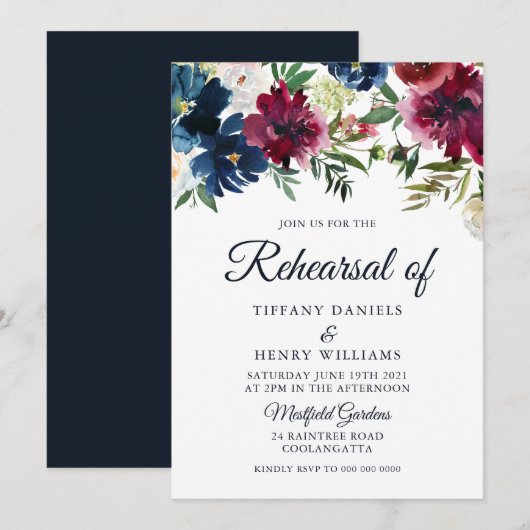 Invitation Dîner de répétition de la marine et de la Bourgogn (Devant / Derrière)