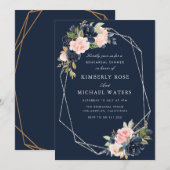 Invitation Dîner de répétition de la Marine et de l'argent fl (Devant / Derrière)