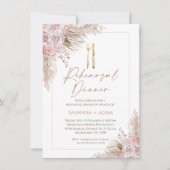 Invitation Dîner de répétition de la Pampa florale Boho Blush (Devant)