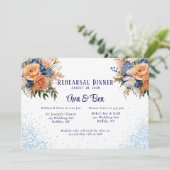 Invitation Dîner de répétition de la Parties scintillant flor (Debout devant)