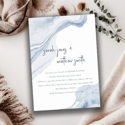 Invitation Dîner de répétition de la plage de la côte bleue A