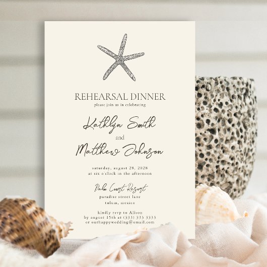 Invitation Dîner de répétition de la plage moderne Starfish