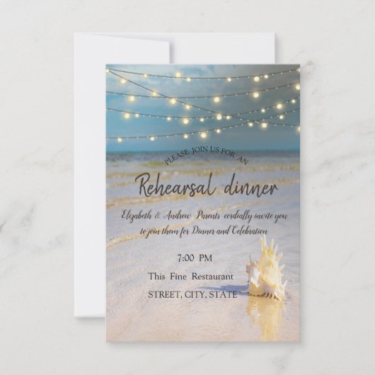 Invitation Dîner de répétition de la plage Waves Seashell (Devant)