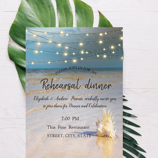 Invitation Dîner de répétition de la plage Waves Seashell
