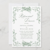 Invitation Dîner de répétition de la Renaissance Ornate Sage (Devant)