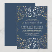 Invitation Dîner de répétition de la respiration Gold et Navy (Devant / Derrière)