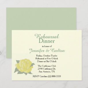 Invitation Dîner de répétition de la rose jaune du Texas Invi