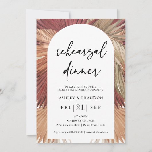 Invitation Dîner de répétition de la Terre de Pampas Grass Bo (Devant)