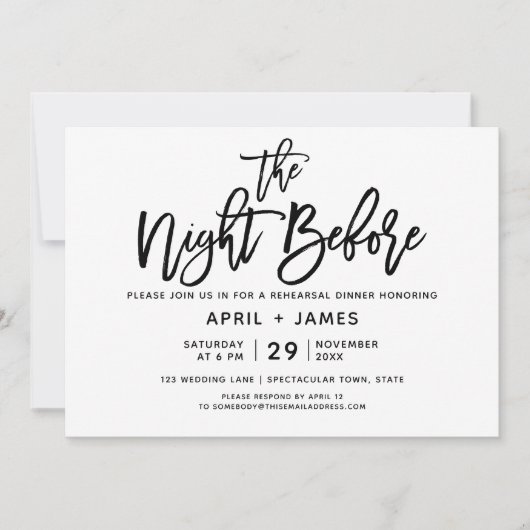 Invitation Dîner de répétition de la typographie de brosse In (Devant)