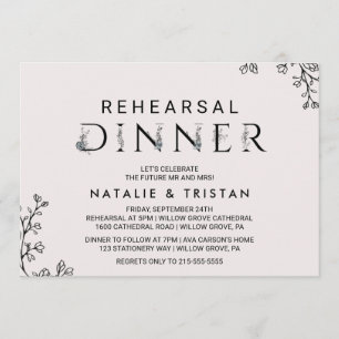 Invitation Dîner de répétition de la typographie florale