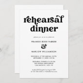 Invitation Dîner de répétition de la typographie noir blanc (Devant / Derrière)