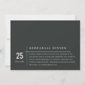 Invitation Dîner de répétition de la typographie noire et bla (Devant)