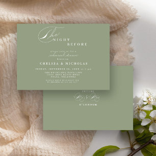 Invitation Dîner de répétition de la veille en sauge vert mod
