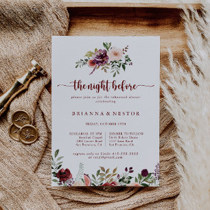 Invitation Dîner de répétition de la veille Floral Rustique