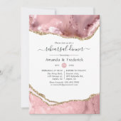 Invitation Dîner de répétition de l'Agate Blush et Gold (Devant)
