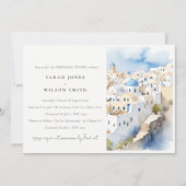 Invitation Dîner de répétition de l'aquarelle chic Santorini  (Devant)
