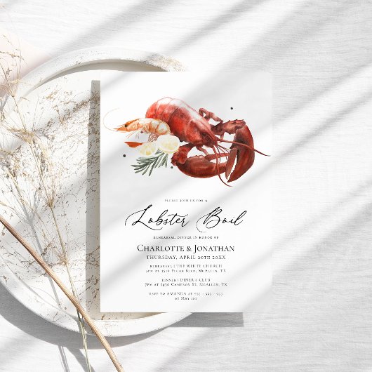 Invitation Dîner de répétition de l'aquarelle de homard