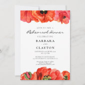 Invitation Dîner de répétition de l'aquarelle des pavots roug (Devant)