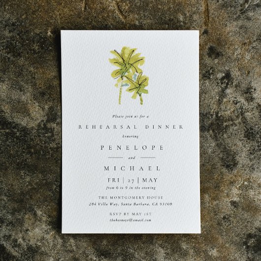 Invitation Dîner de répétition de l'aquarelle tropicale des p