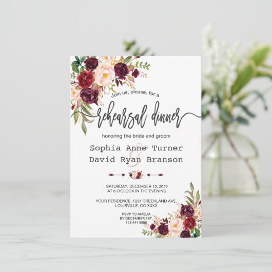 Invitation Dîner de répétition de l'écriture manuscrite de la (Debout devant)