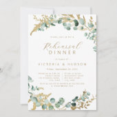 Invitation Dîner de répétition de l'eucalyptus rustique (Devant)