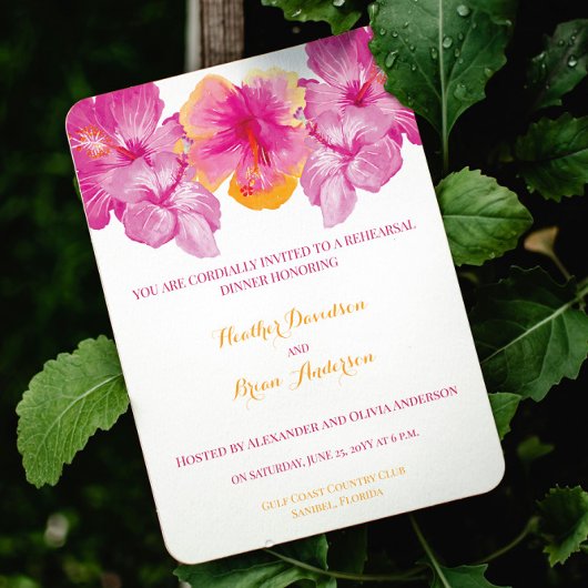 Invitation Dîner de répétition de l'Hibiscus brossé Floral Ma