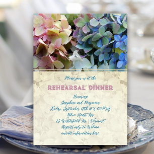 Invitation Dîner de répétition de l'hortensia bleu Floral vin