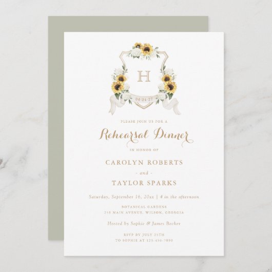 Invitation Dîner de répétition de l'Hydrangée de tournesol Ma (Devant / Derrière)