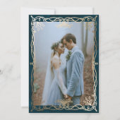 Invitation Dîner de répétition de l'Indigo Medieval Gold Ivy (Dos)