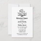 Invitation Dîner de répétition de l'Mariage noir noir Lovebir (Devant)