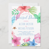 Invitation Dîner de répétition de Luau Hawaiian à fleurs trop (Devant)