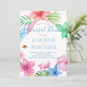 Invitation Dîner de répétition de Luau Hawaiian à fleurs trop (Debout devant)