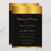 Invitation Dîner de répétition de luxe Black Gold (Devant / Derrière)