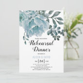 Invitation Dîner de répétition de mariage à fleurs bleu foncé (Debout devant)